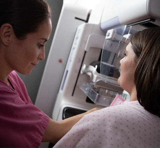 Patient getting a mammogram