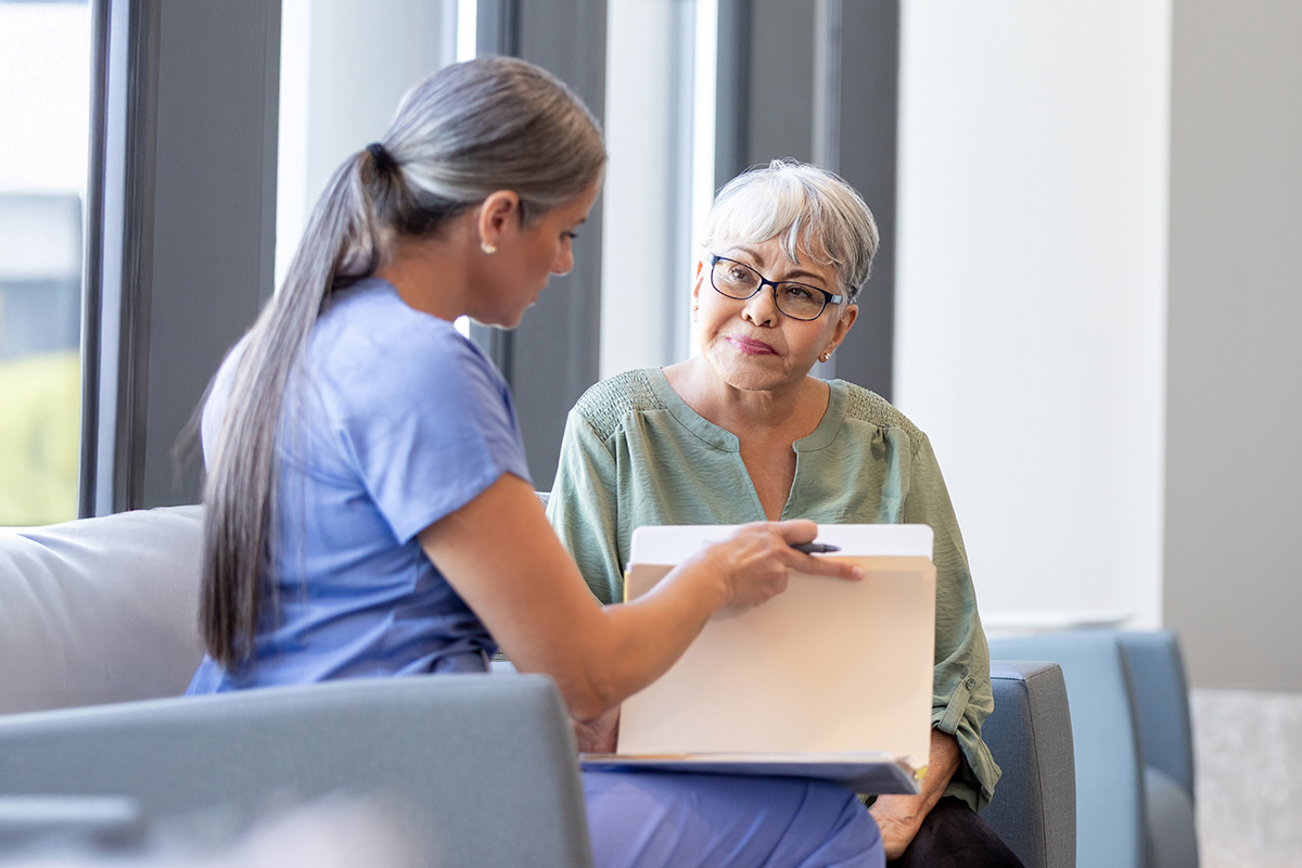 Doctor and patient discussing new data