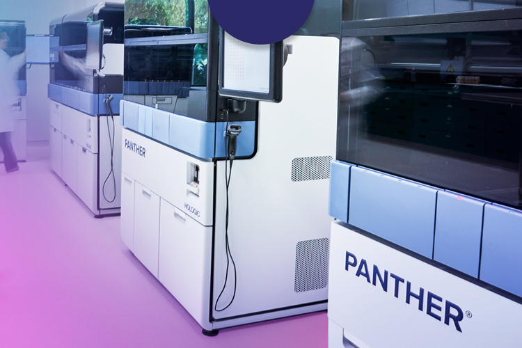 Graphic of large medical machines on colored background