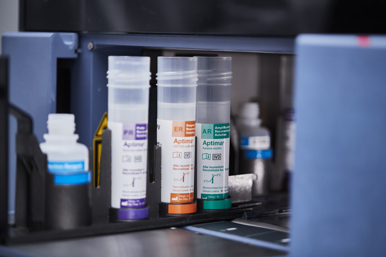 Various colored plastic vials