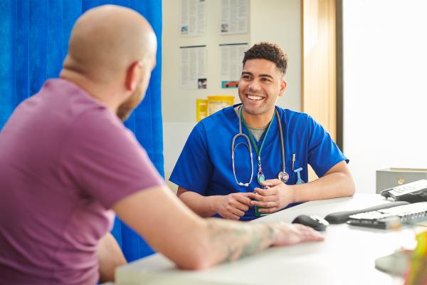 Nurse chatting with patient