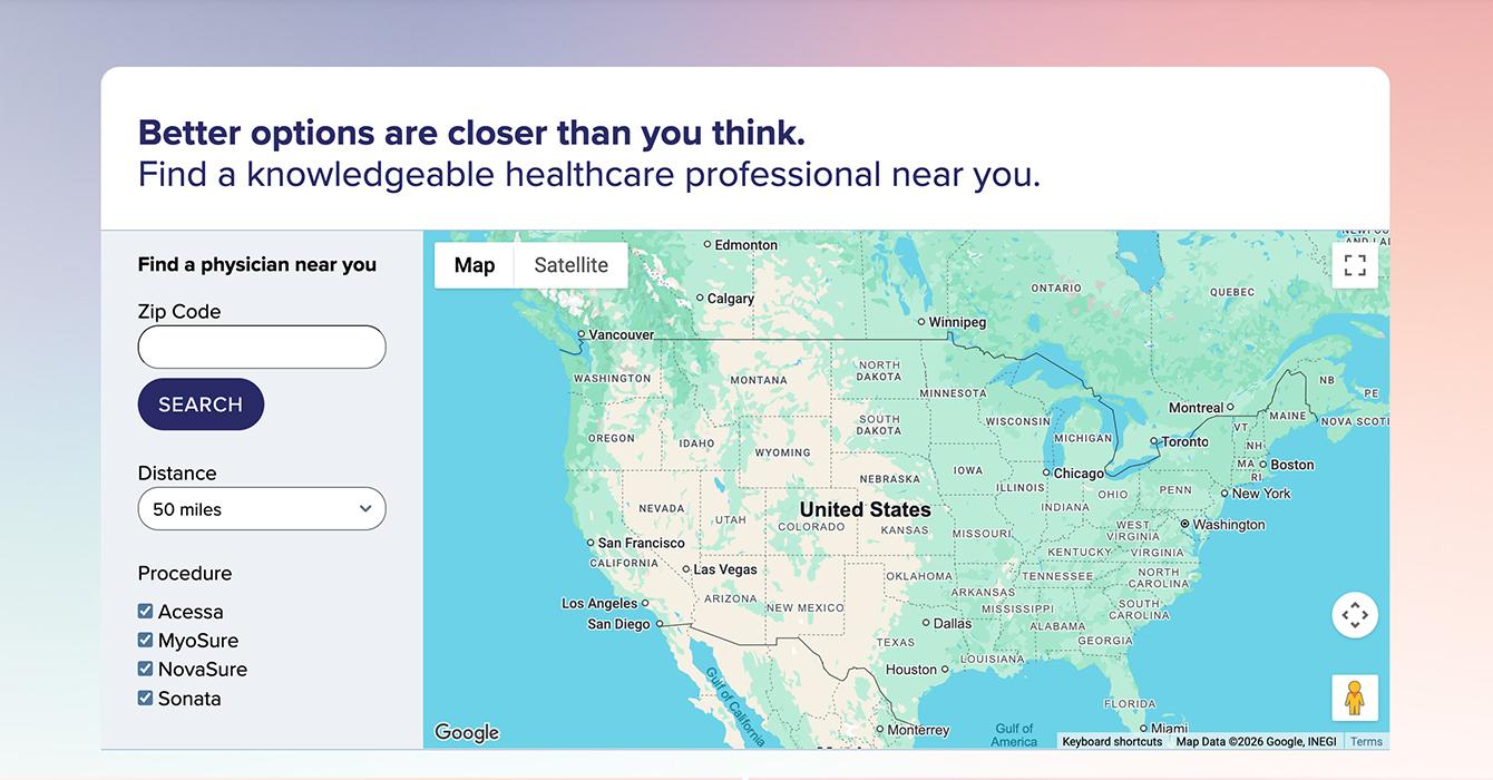 NovaSure Locator Map