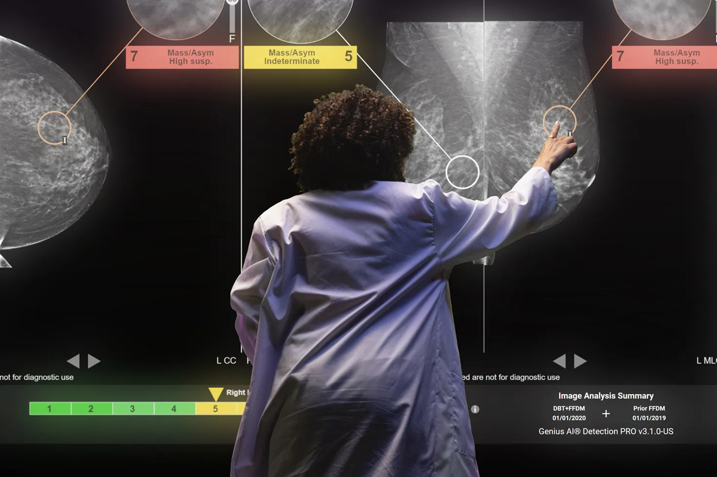 Woman pointing at an AI screen