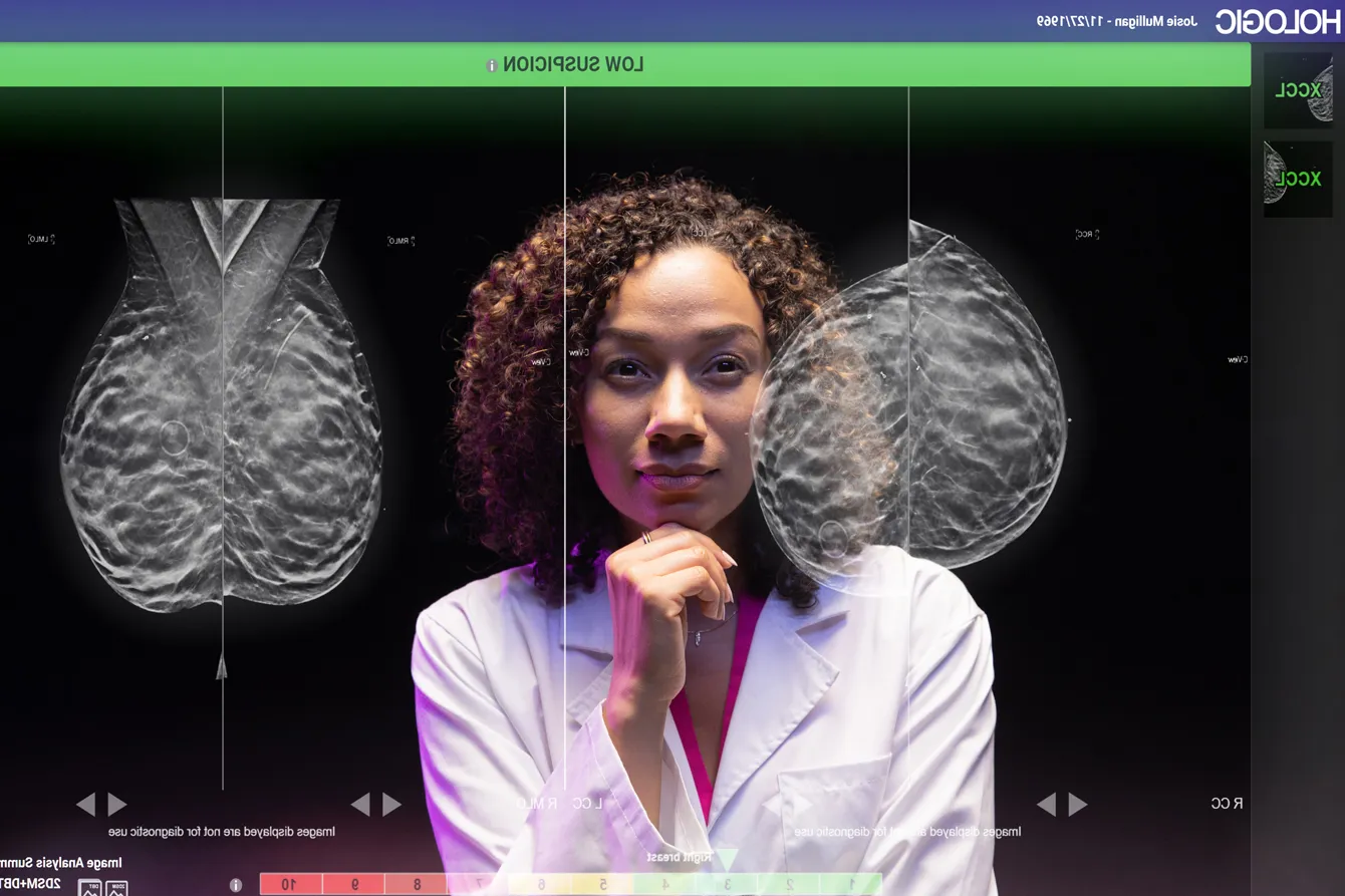 Women looking at AI screens