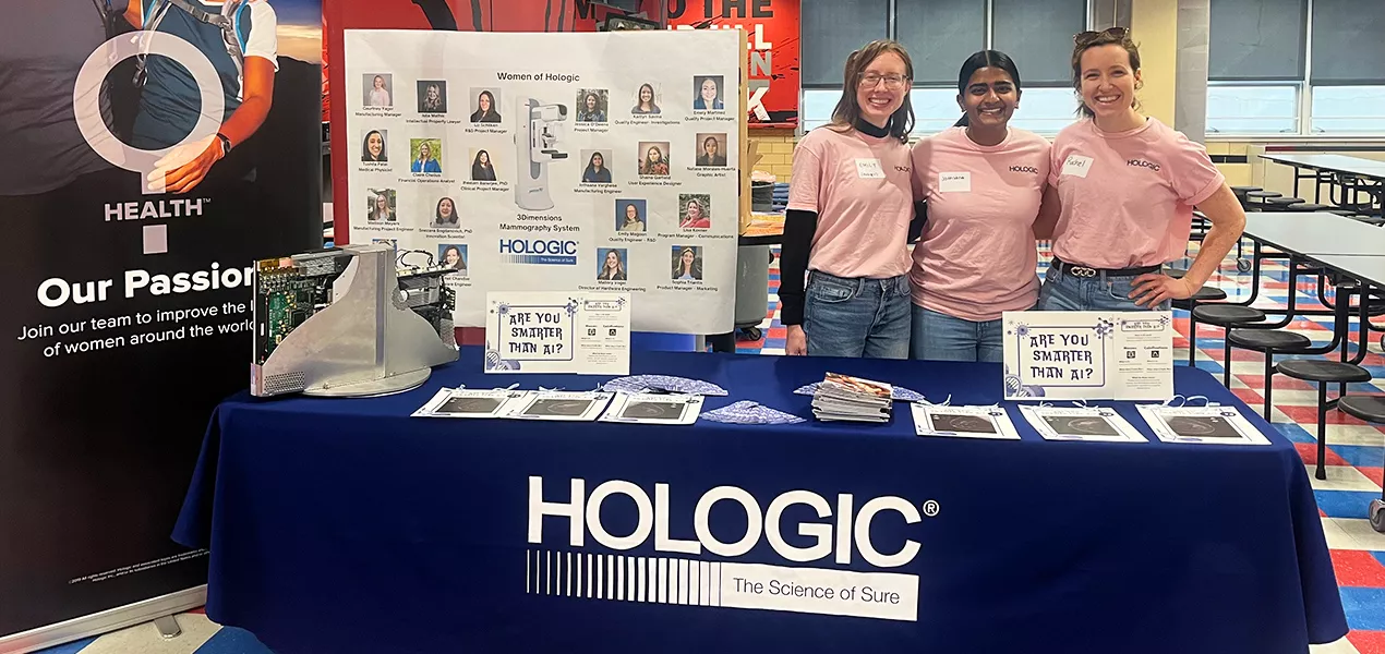 Hologic volunteers at a middle school event