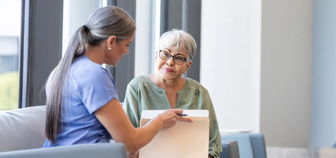Doctor and patient discussing new data