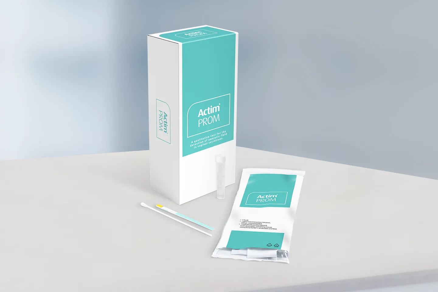 Medical test on table in lab setting.