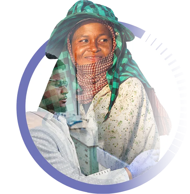 Graphic of women inside circle