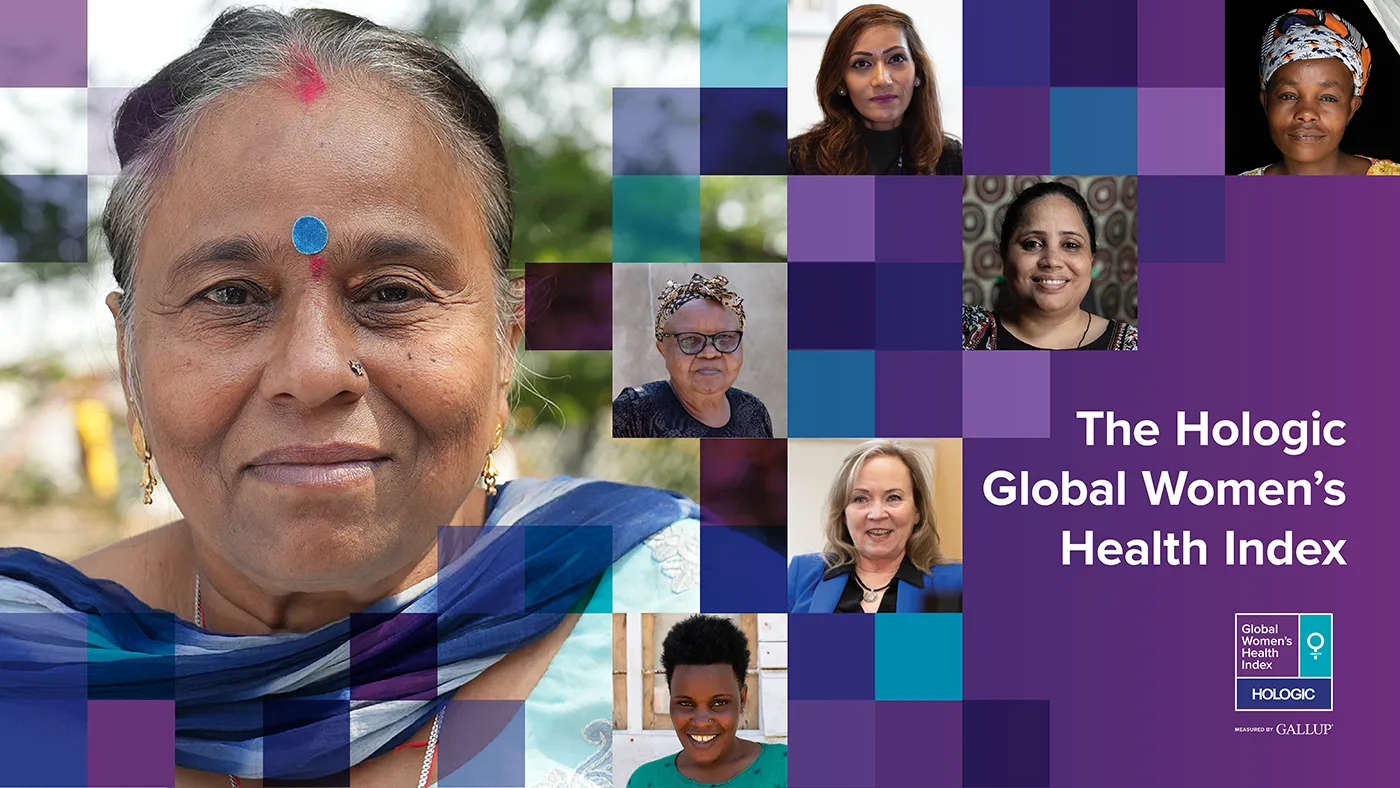 Collage of women's faces next to text "The Hologic Global Women's Health Index"
