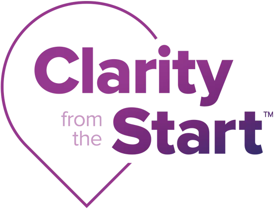 Graphic of title saying Clarity from the Start on clear background