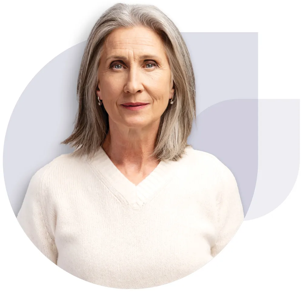 Older woman on white background