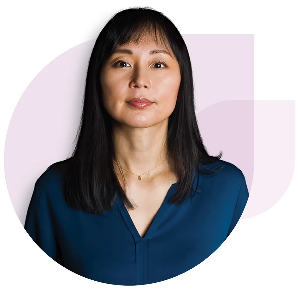 Woman standing on white background