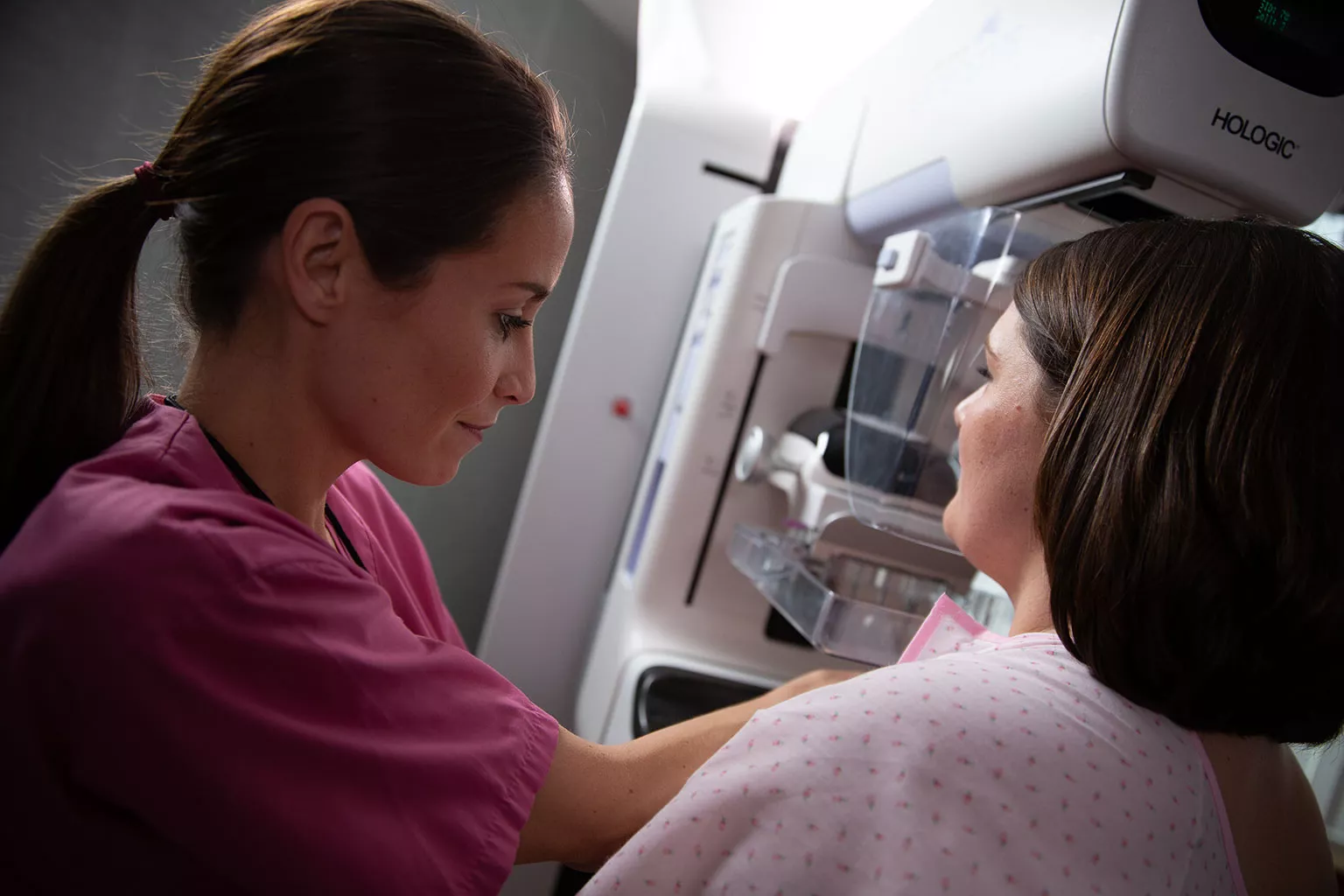 Patient getting a mammogram