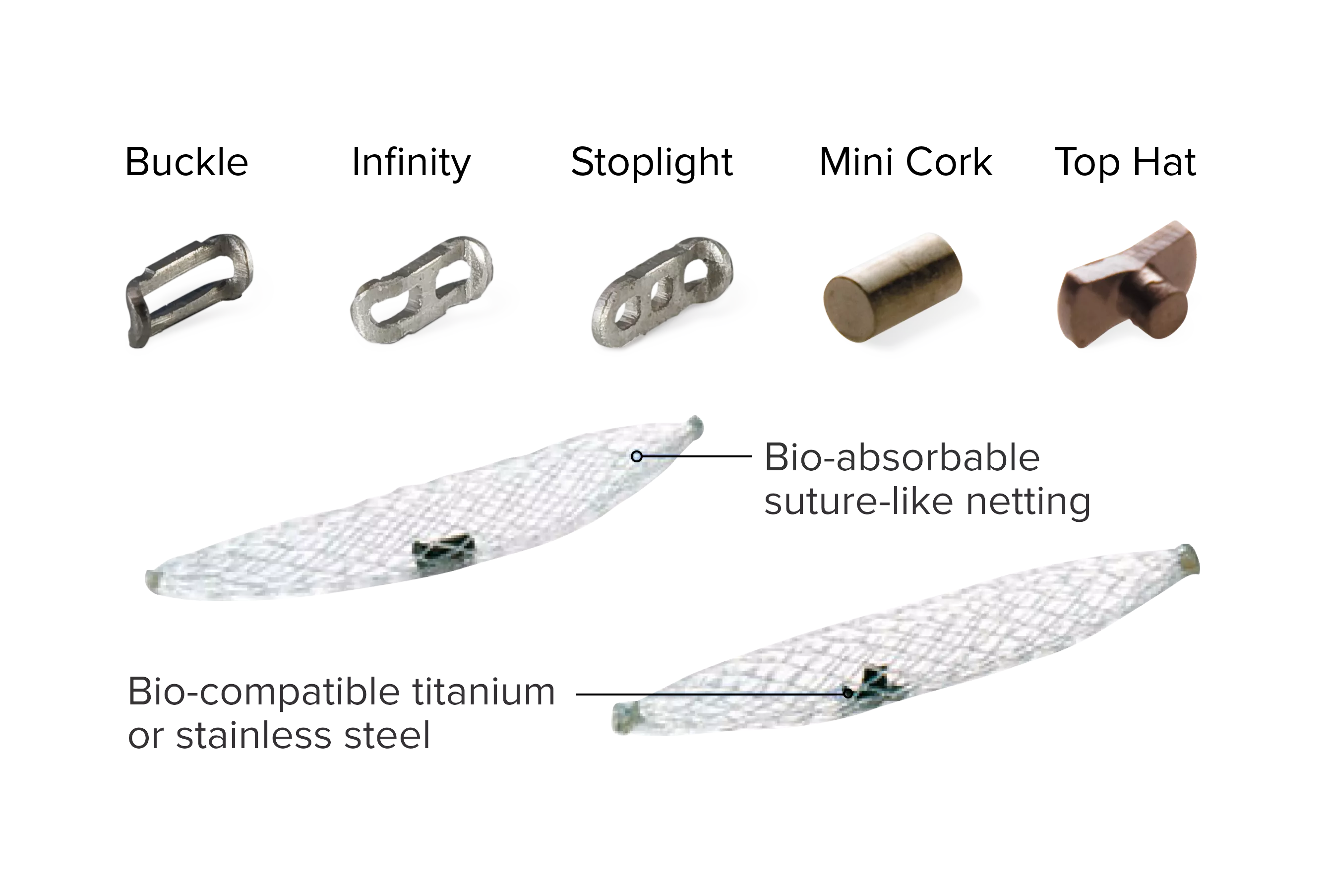 Assortment of biopsy markers on white background