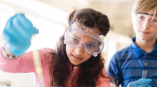 Young students in lab